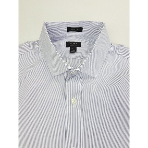 J. Crew Ludlow Size Small Mens White Blue Stripe Spread Collar Long Sleeve Shirt - Picture 1 of 10